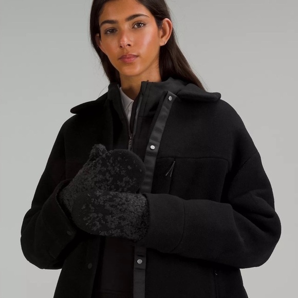 Lululemon Ombre Knit Textured Mittens Merino Wool Black Graphite Grey M L Nwt - Picture 2 of 10